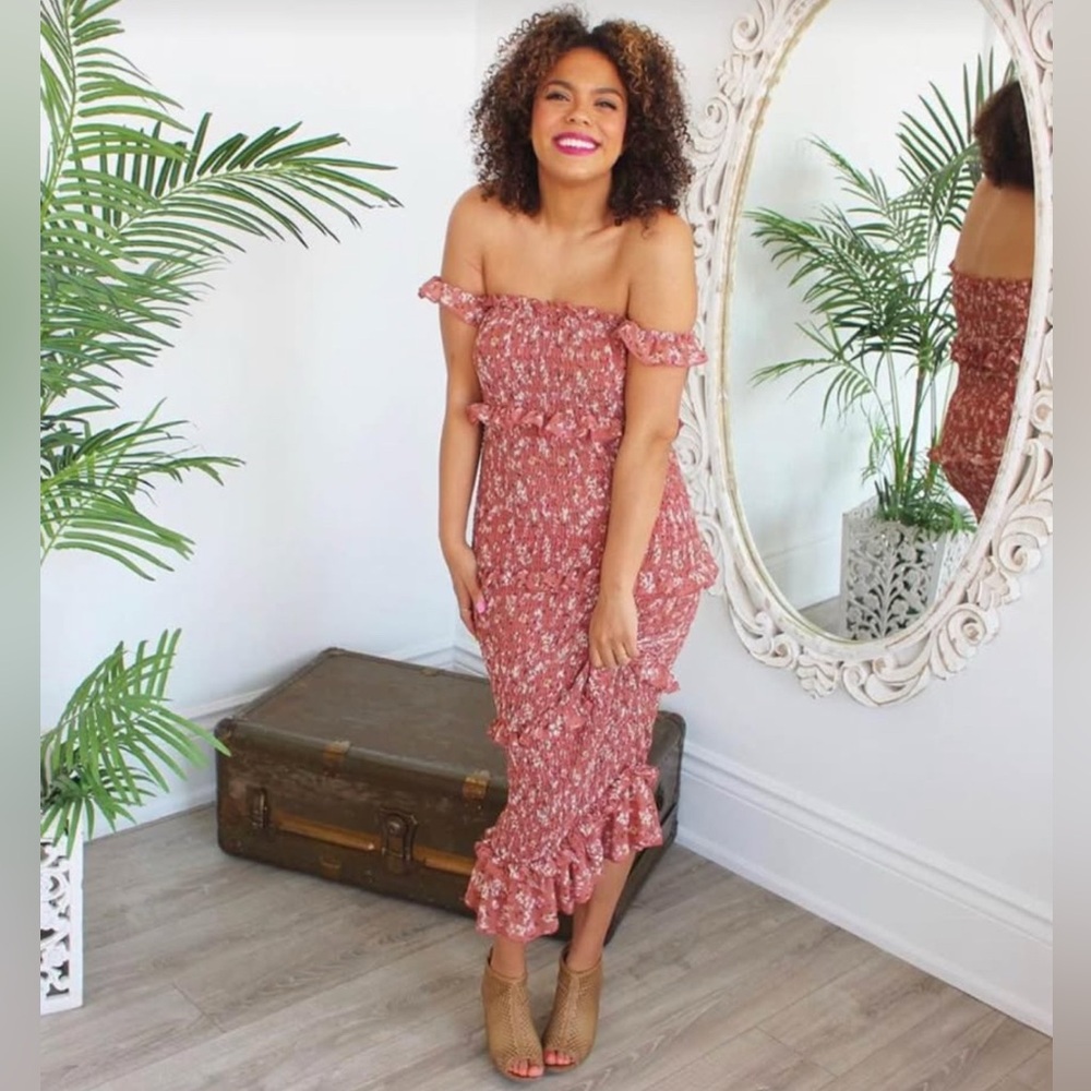 Floral Off-Shoulder Ruffle Dress
